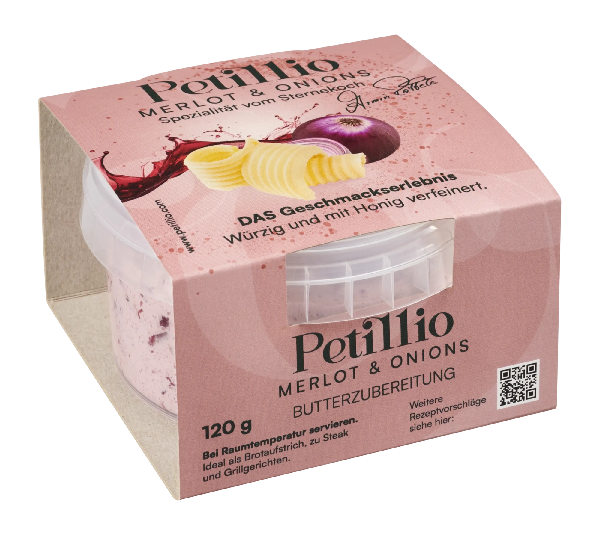 Butter mit Merlot und Zwiebeln